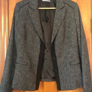 T Tahari Blazer w/ Faux Leather Trim